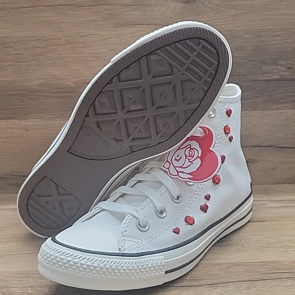 Converse White and Red High-Top Sneakers